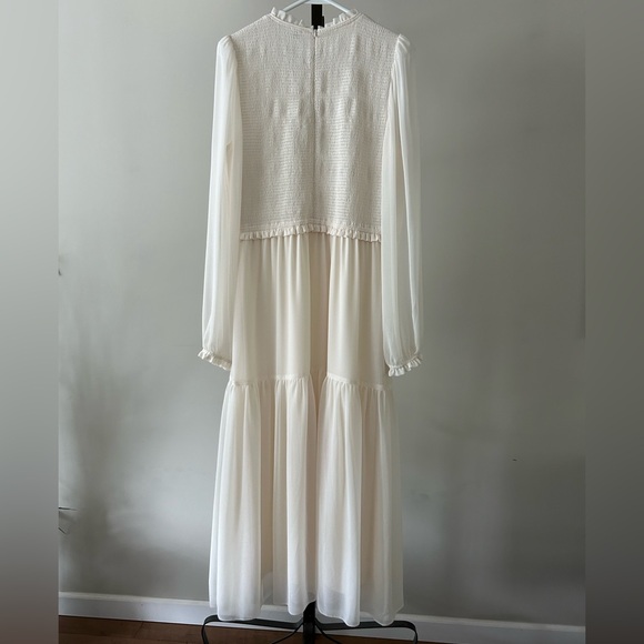 Aritzia Wilfred Rosalyn Smocked Tiered Midi Dress, Size large. - Picture 4 of 10